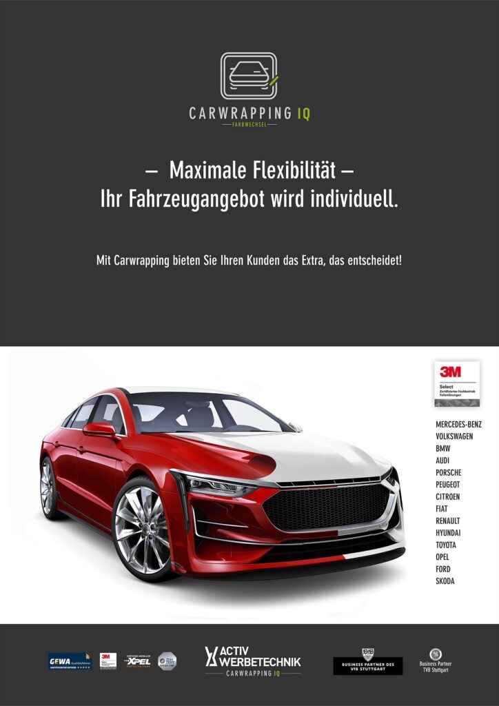 Grafik Broschüre Farbwechsel für Autohäuser